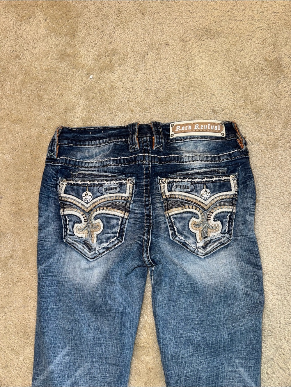 Rock Revival Vintage Y2K Damyan Dark Blue Embellished Straight Jeans